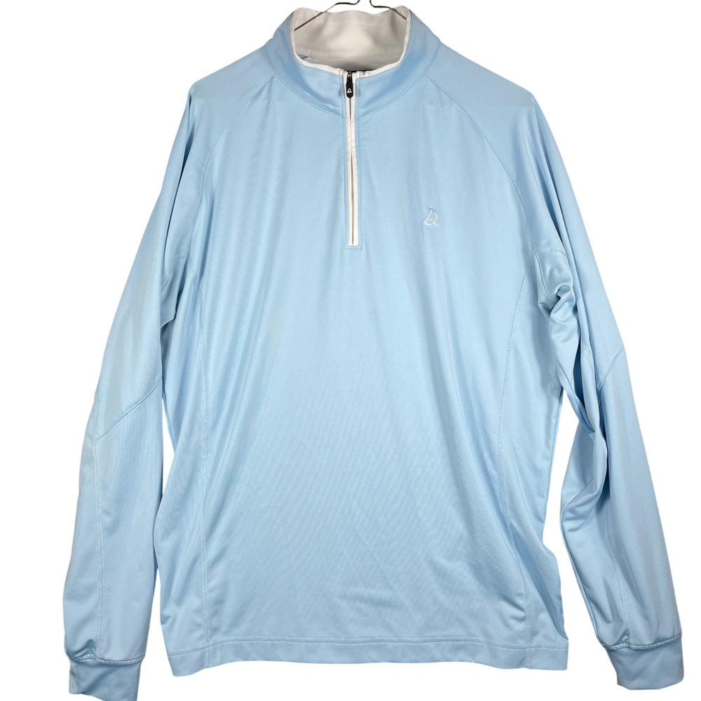 Deolax Quarter Zip Pullover Mens Large Light Blue Performance Golf Stretch Top